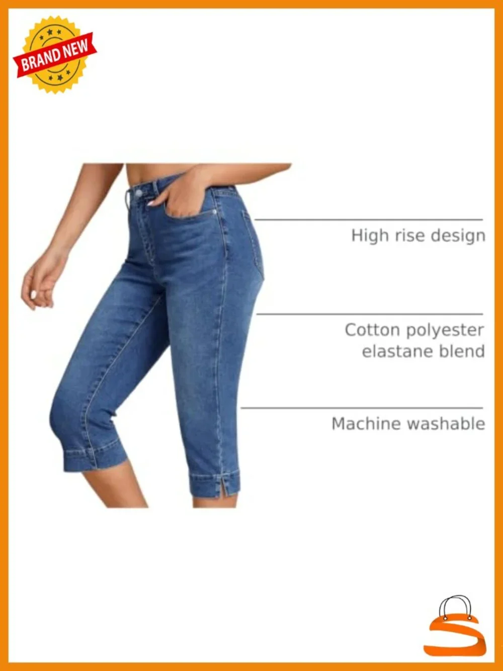 High Waisted Skinny Capri Jeans with Split Hem